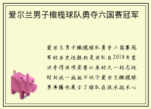 爱尔兰男子橄榄球队勇夺六国赛冠军
